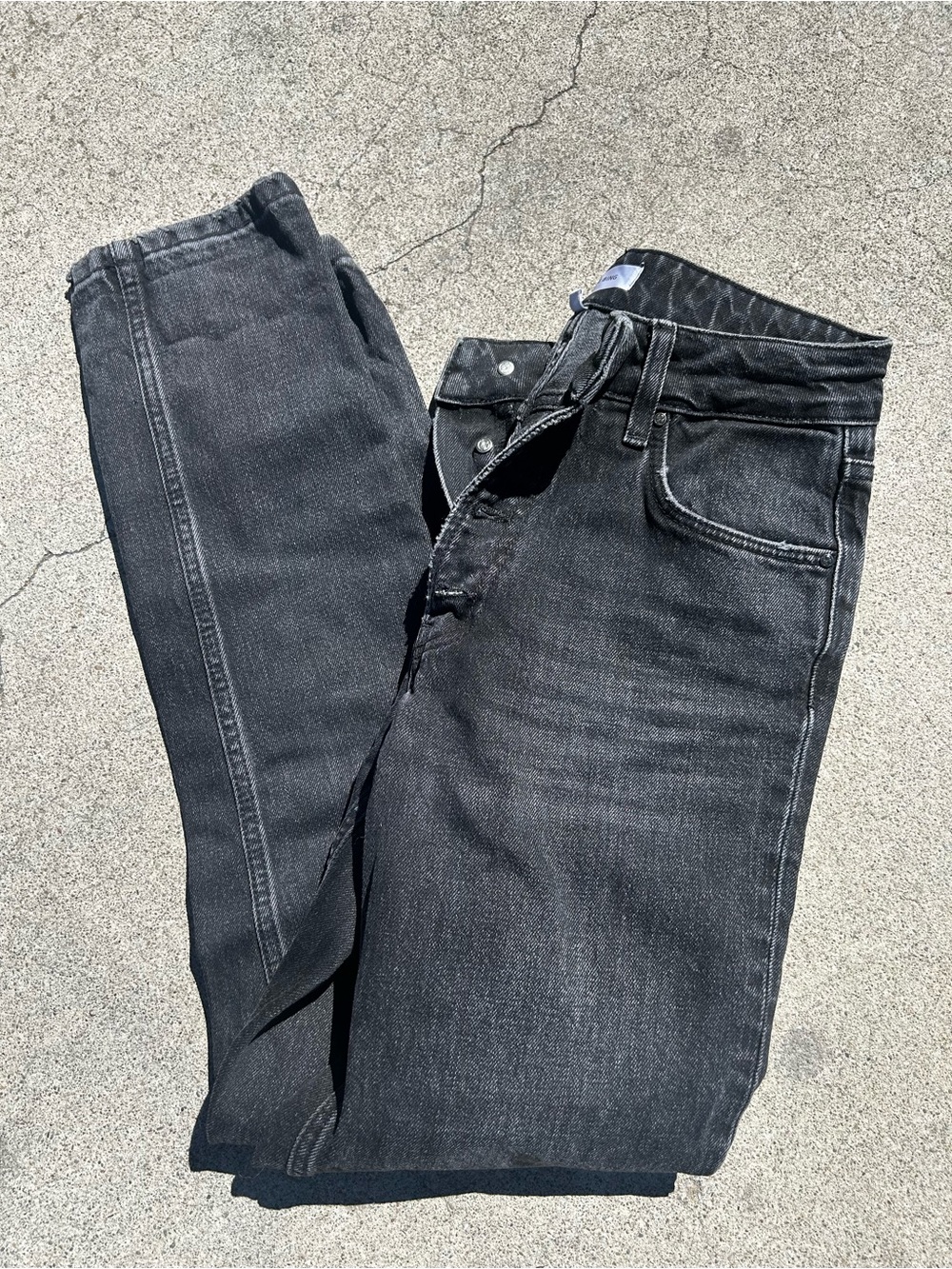 Anine Bing Women's high rise button fly straight leg jeans